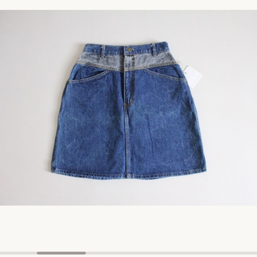 Vintage two tone denim mini skirt xs